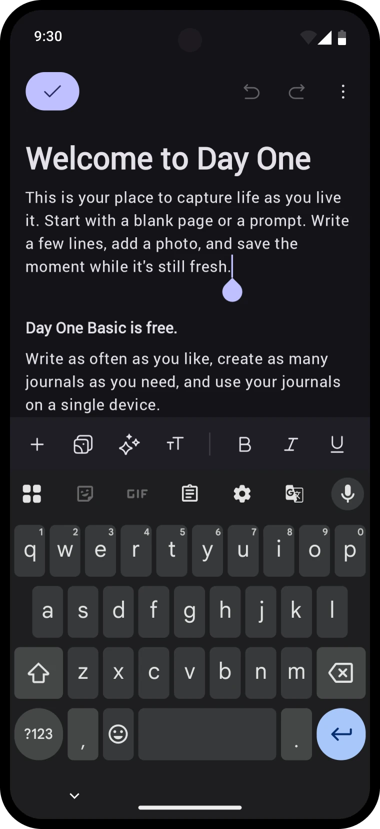 The rebuilt editor in dark theme