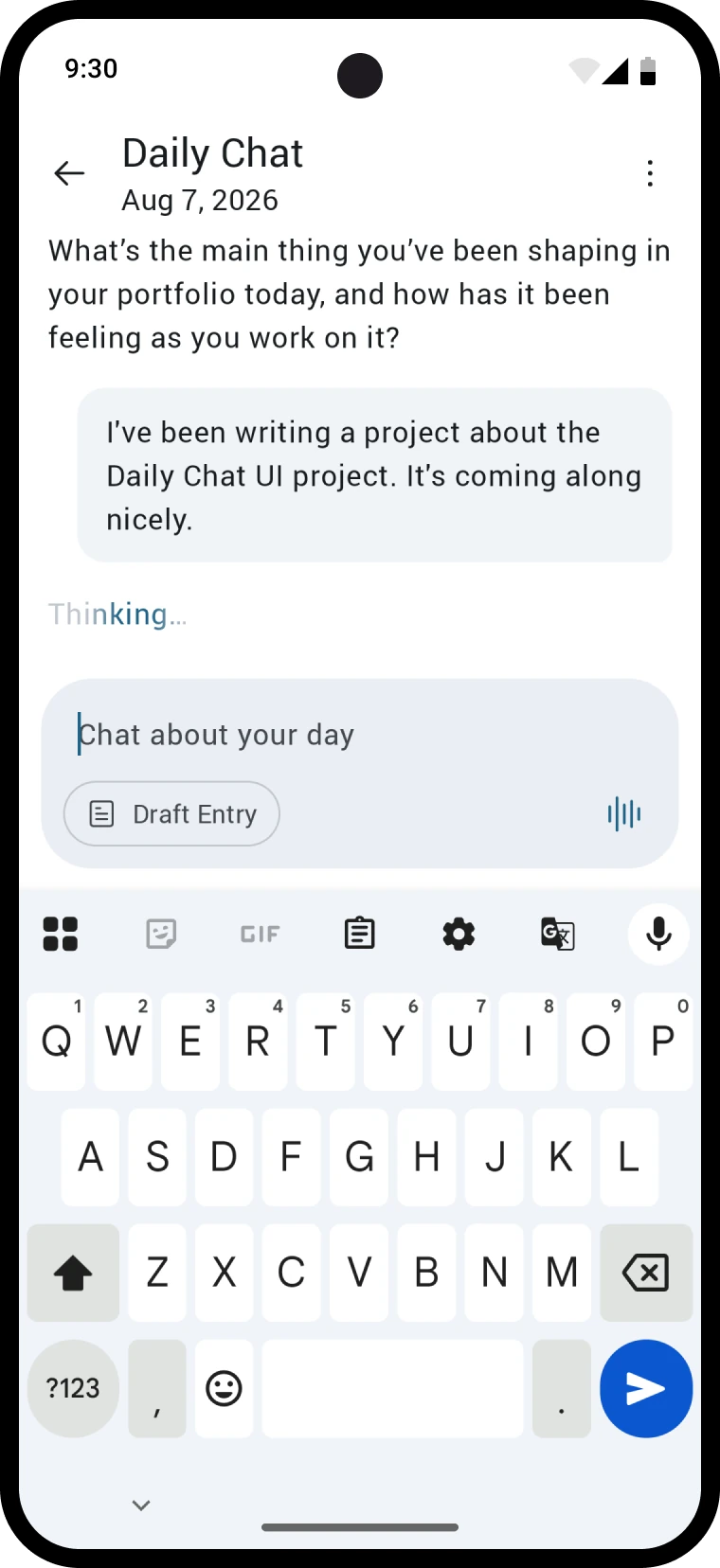 The AI thinking on a response