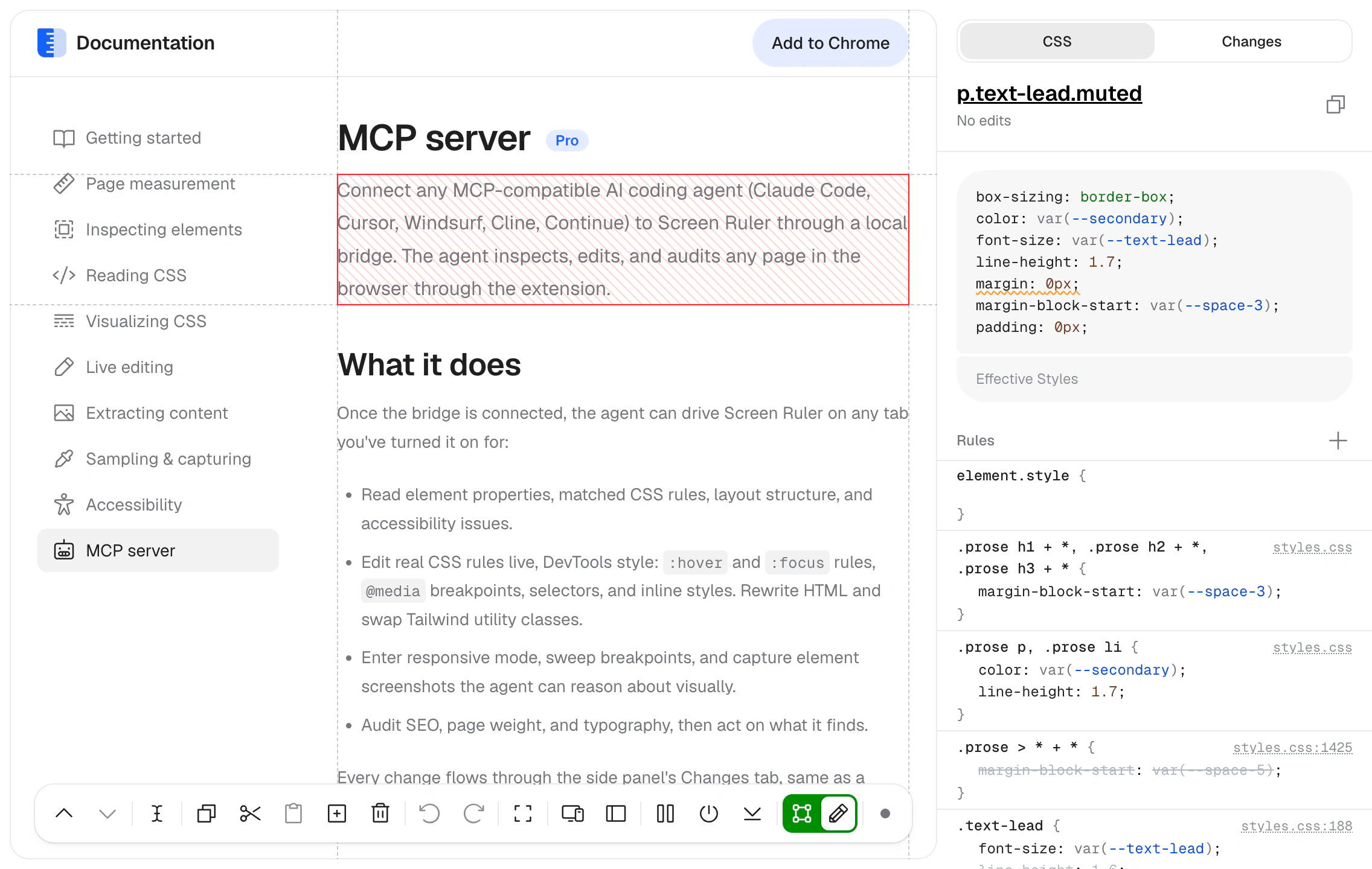 Screen Ruler: editing a webpage