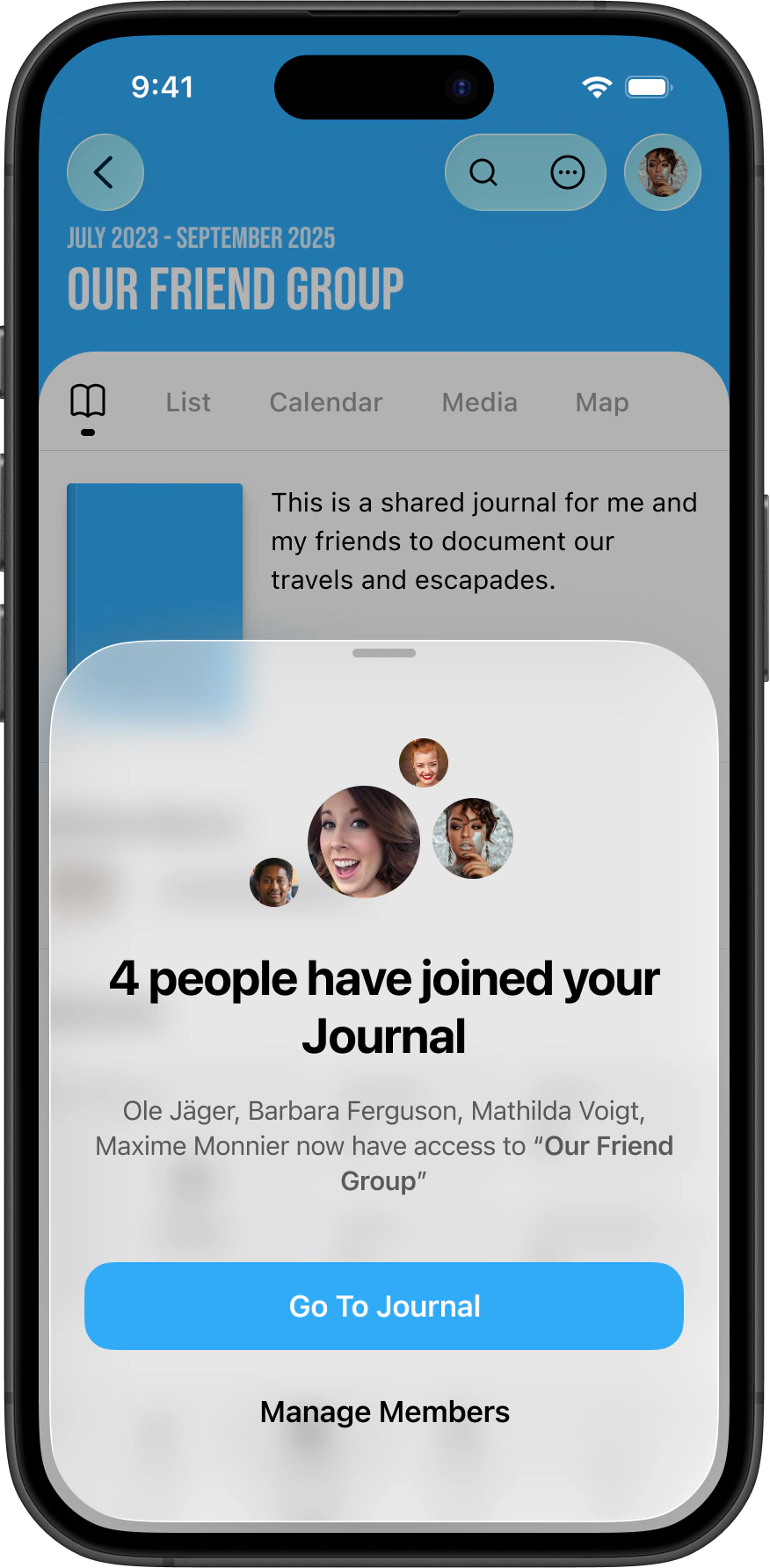 Confirmation that new members have joined the journal